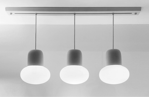 [LUMUNA T68 x3 BARRAL BL] Lumuna T68x3 Colgante Barral Metal Tulipa Opal 3Luces E27 Led Di.20xh23cm Blanca