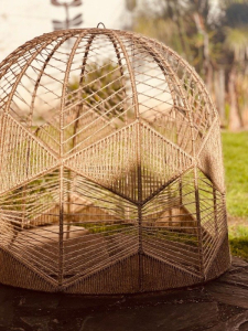 [1024] Filomena Colgante Yute/Hierro 1 Luz E27 Di.55xh.45cm