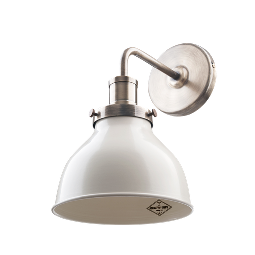 [A 192 C] Vintage Aplique de Pared Acero Di.20Cm 1L E27 Crema/Bronce