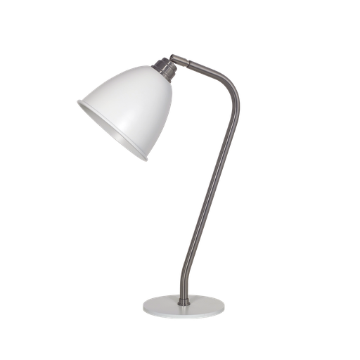 [E 170BP] Retro Lampara de Escritorio Acero Di.17cm h.42cm Blanco/Platil