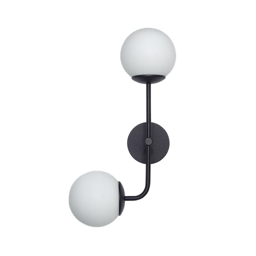 [GC2 15N] Aplique Globo Opal Satinado Doble Curvo Di.15cm h.50cm Negro