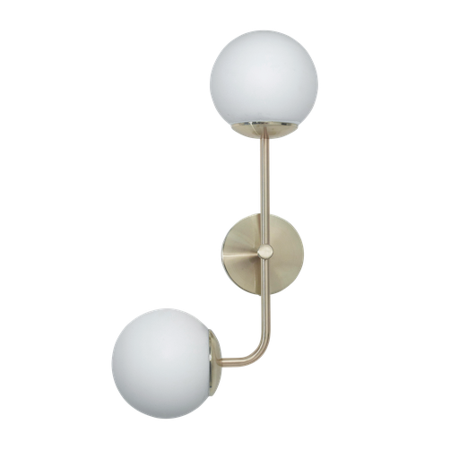 [GC2 15BCE] Aplique Globo Opal Satinado Doble Curvo Di.15cm h.50cm Bronce Mate