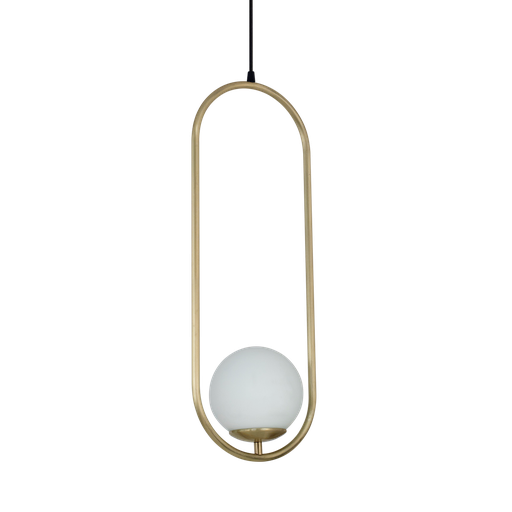 [AURA 60D] Aura Colgante Globo Opal Satinado 1 Luz E27 Di.20cm h.60cm Dorado Mate