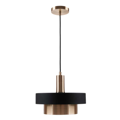 [COR 302 N] Retro Colgante Combinado 1 Luz E27 Di.30cm Negro/Oro Mate