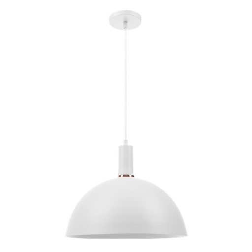 [COR 380 B] Retro Colgante Semi Esfera 1 Luz E27 Di.38cm Blanco