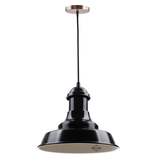 [CO 301 N] Classic Colgante Acero 1 Luz E27 Di.30cm Negro/Crema