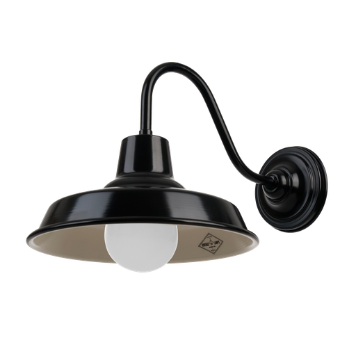 [BRC 350 N ] Galponero Aplique de Pared Aluminio IP44 1 Luz E27 Di.35cm Negro/Crema