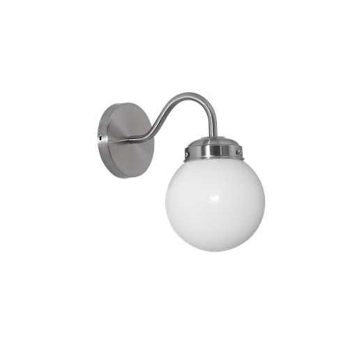 [GL 18 E P] Globo Aplique de Pared Acero IP20 1 Luz E27 Di.18xh35cm Platil