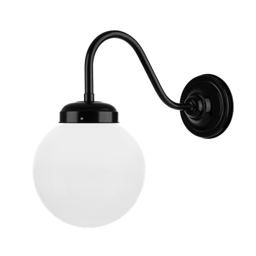 [GL 25 N] Globo Aplique de Pared Aluminio IP44 1 Luz E27 Di.25xh35cm Negro