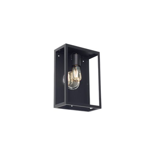 [M 301] Medio Farol Recto Aplique Pared Hierro Vidrio Traslucido 1 Luz E27 17xh.27cm Negro