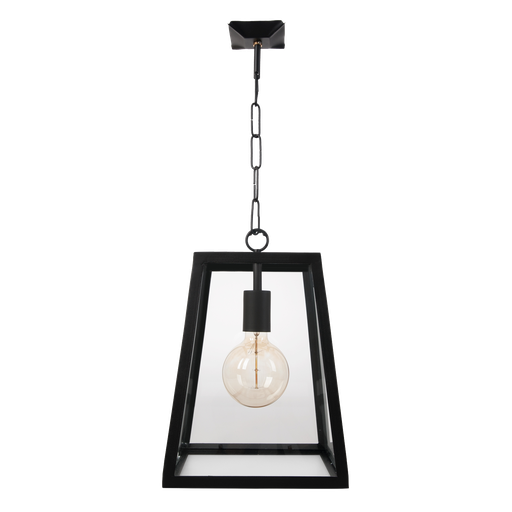 [CO 601 N] Farol Colgante Barral Hierro Vidrio Traslucido 1 Luz E27 30xh.38cm Negro
