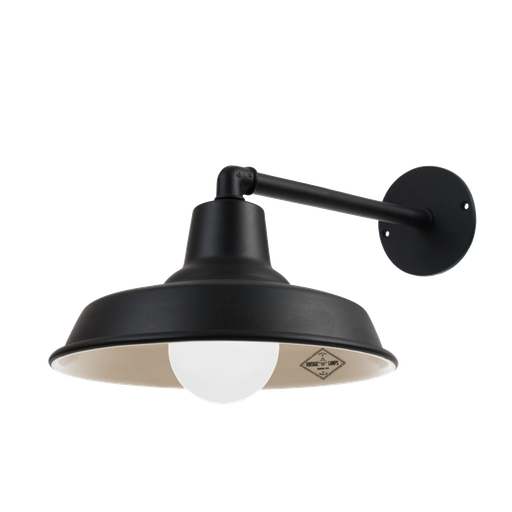 [BR 350 N] Industrial Aplique de Pared Aluminio IP44 1 Luz E27 Di.35cm Negro/Crema