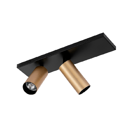 [VK-VIKER-NEGRO X2 + BASE NG] Viker Kit Plafon 2Luces Gu10 Par16 Ip20 220v Spot Negro con Base Negra