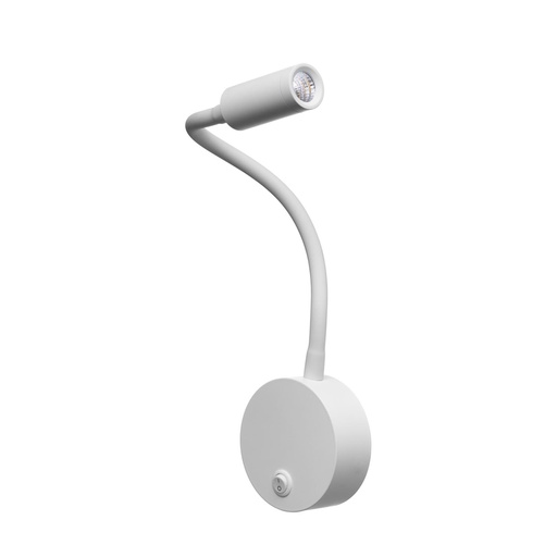 [VK-WALLER-BL-3000] Waller Aplique Cama Flexible C/Interruptor Led 3W 3000k 220v Ip20 Blanco