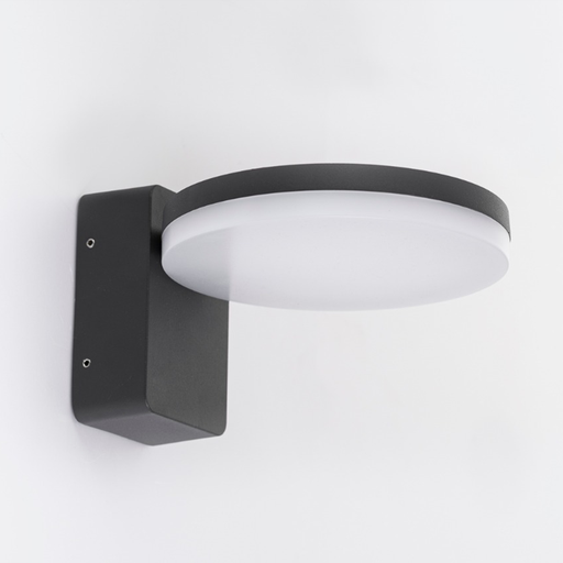 [VK-P-GR-12W-3000K] Vk P Aplique Exterior Circular Led 12W 3000K 220v Ip65 Di.165mm Negro