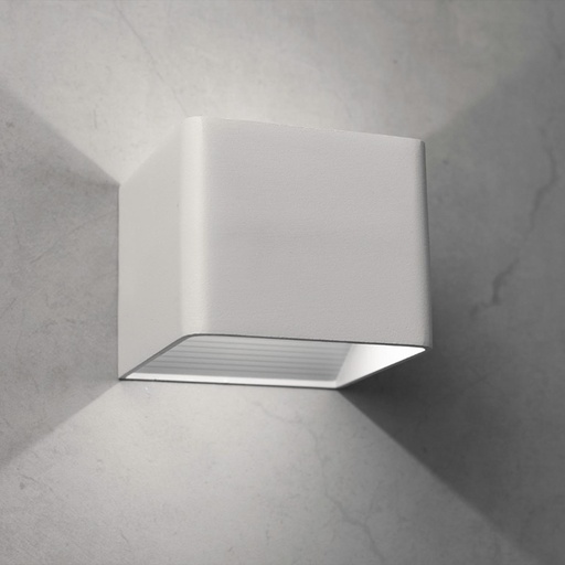 [VK-MUR-BL-3000] Mur Aplique Exterior Bidireccional Aluminio Led 2X3W 3000K Ip54 Blanco