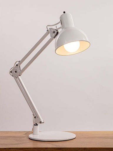 [310 BL] Lampara Escritorio Grande c/2 Mov. E27 Blanco