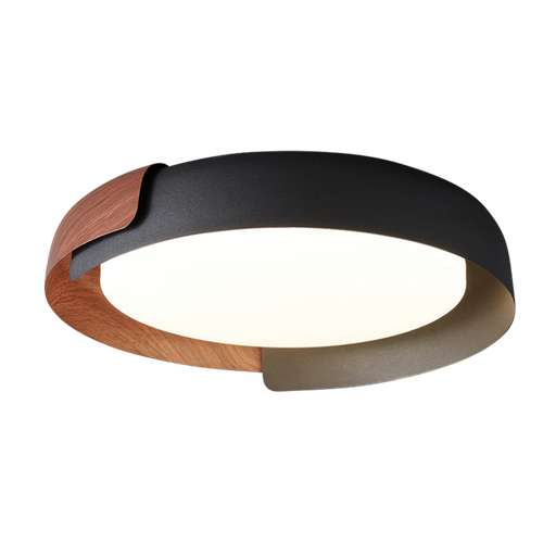 [ABUYA-S ] Abuya S Plafon Circular Negro/Simil Madera Di.40cm Led 30W 3000K 