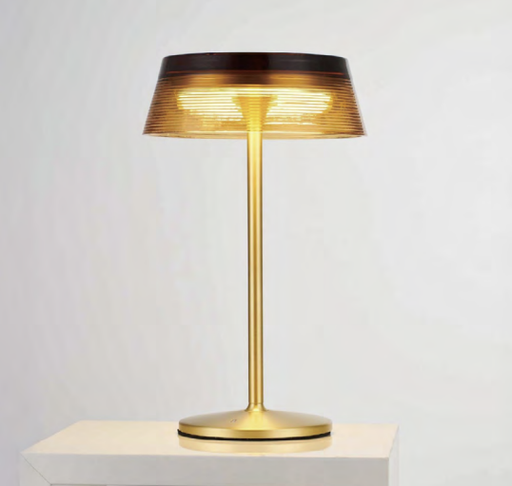 [VK-S40-8W-DIM-BRGL-3000K-220V] VK-S40 Lampara de Mesa Cristal-Aluminio Led 8w 3000k Dimerizable IP20 Di.23xh.38cm Bronce