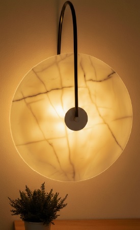 [P-207 BL-NG] Verona Aplique Diam. 35cm 1 Luz E27 Pantalla resina Blanca Estructura Negra