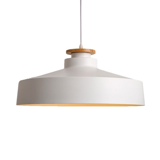 [3390] Zeth Colgante Aluminio/Madera 1 Luz E27 220v Di.39xh.15Cm Blanco Mate
