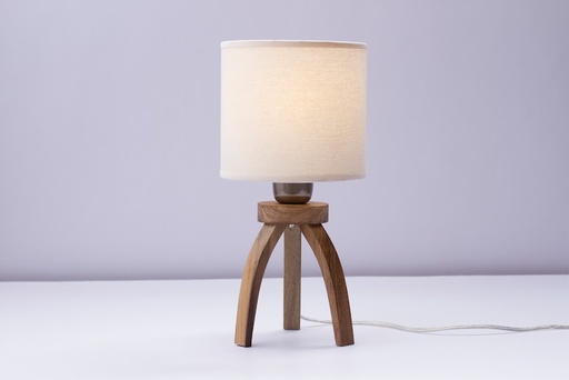 [LOLA S] Lola S Mesa Tripode Madera Petiribi Pant. Lienzo Natural 1L E27 Di.12xh.29cm