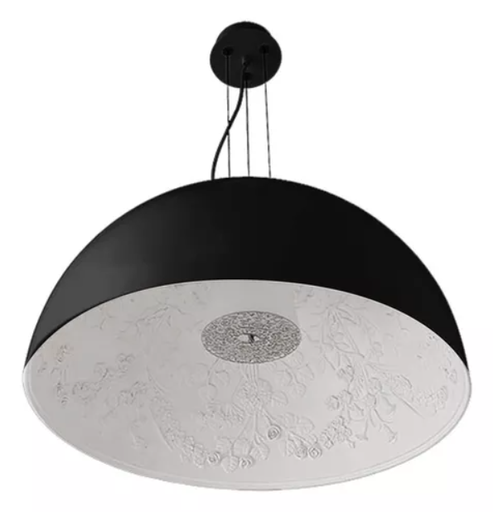 [FLO-L-NG] Flower L Colgante Laca Brillo Interior Blanco Mate E27 Negro