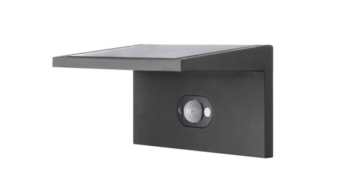 [13.73.0020.09] Mahe Solar Aplique Pared Exterior Led 2,5W 3000K IP54 C/Sensor Movimiento Gris Grafito