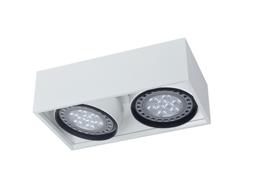 [1702.01] Box Plafon Rectangular Movil 2Luces AR111 GU10 150x286mm Blanco Texturado