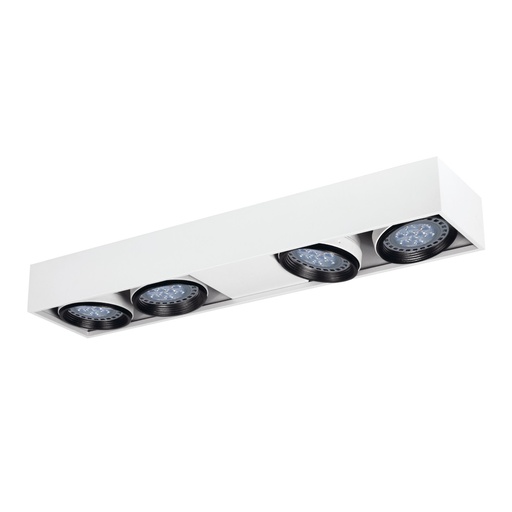 [2549.01] Compact Plafon Rectang Movil 4Luces AR111 GU10 150x700mm Blanco Texturado